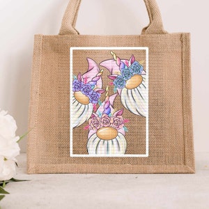 Unicorn Gonks Trio JUTE bag. Present for her. Reusable gift birthday gift Christmas gift Eco Friendly Bag for life eco sister daughter niece