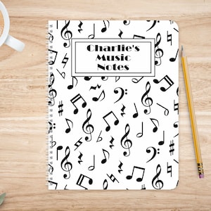 Music notes notebook personalised Recyclable eco friendly notepad Wired book journal Musical Journal Piano teacher gift, Guitar book, Lyrics