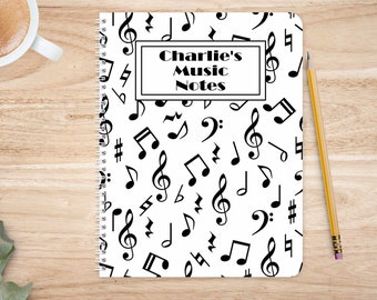 Music notes notebook personalised Recyclable eco friendly notepad Wired book journal Musical Journal Piano teacher gift, Guitar book, Lyrics