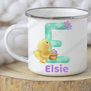 Personalised Easter Enamel Mug - Custom Name Gift for Kids,  Easter gifts custom enamel mugs, Easter mug for kids unique presents girl boy