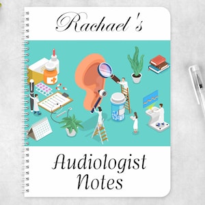 Audiologist notepad. Personalised Recyclable recycled eco friendly Audiology notepad. stationery Wire bound Christmas gift birthday Hearing