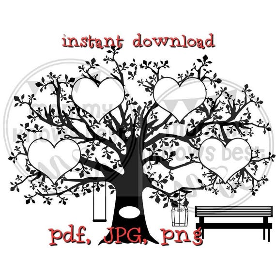 Download 4 Hearts Family Tree Download Svg Jpg Pdf Png Template Print Etsy