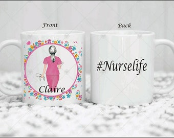 Tasse d’infirmière personnalisée. Infirmière. Tasse à café. Coupe. Art aquarelle. Cadeau d’infirmière. Infirmière tasse. Les infirmières sont des héros