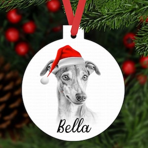 GREYHOUND bauble ornament aluminium. Customised tree decoration Personalised keepsake Dog Xmas gift present sketched sketch