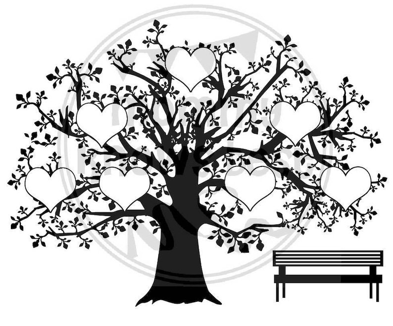 Download 7 Hearts Family Tree No Swing no Birdcage. Download. SVG JPG | Etsy