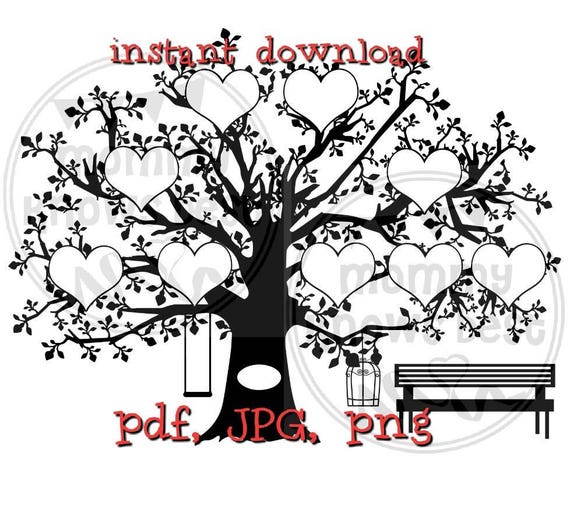 Download 9 Hearts Family Tree Download Svg Jpg Pdf Png Template Print Etsy