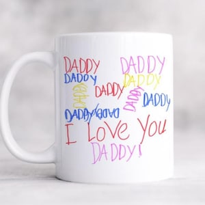 Childrens Handwriting Drawing Mug Add child picture Mug Great Mothers day gift birthday present fathers day christmas family Grandparent Dad