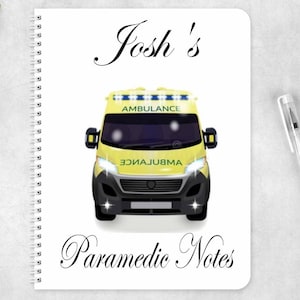 Paramedic notes notebook personalised Recyclable eco friendly notepad Wired book journal ECA Ambulance driver trainee student technician