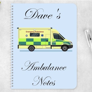 Ambulance notes notebook personalise Recyclable eco friendly notepad Wired book journal emergency services driver trainee student technician