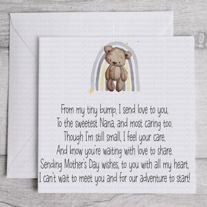 Moederdag NANA van de BUMP-kaart.  wenskaart sentimenteel aandenken gedicht. Milieuvriendelijke recyclebare kaart. Mama to be Moederdag, dierbaar