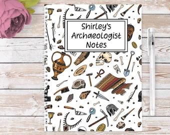 Archaeologist notes notebook personalised Recyclable eco friendly notepad Wired book journal trainee human history gift archaeology