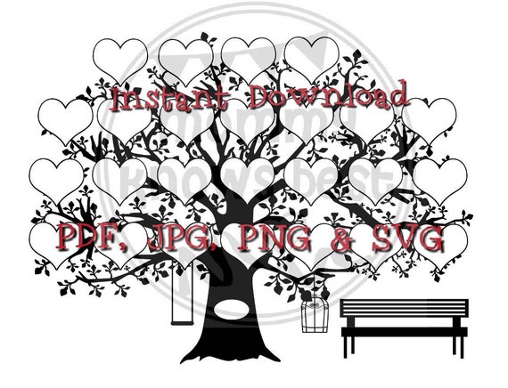 25 Hearts Family Tree Download. SVG JPG Pdf PNG Template. - Etsy