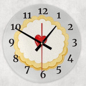 Cherry Bakewell Cake clock. Large Wooden Clock, Wall Clock  Gifts Baking Unusual Birthday Clock Christmas Present Elegant Home decor
