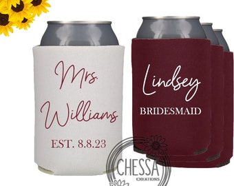 Small Bridesmaid Gift, Bachelorette Party Favor, Custom Cozie, Can Cooler