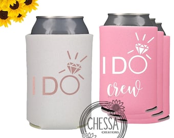 I Do Crew Bridesmaid Gift, Proposal, Rose Gold, Can Cooler, Bubblegum Pink Can Cooler, Bachelorette Party Favors, Bridal Party Gifts