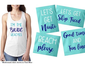 Custom Beach Bridesmaid Tank Tops, Nautical Bachelorette Bride Shirt