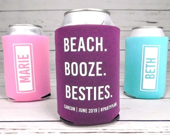 Girls Beach Weekend Vacation Party Favors Summer Getaway Can Cooler Cozie Cozy Stubby Florida Cruise Cus