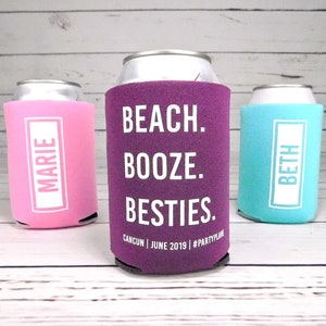 Girls Beach Weekend Vacation Party Favors Summer Getaway Can Cooler Cozie Cozy Stubby Florida Cruise Cus