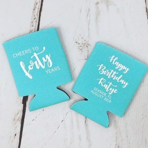 Girls 40th Birthday Gift Cheap Small Womens Birthday Gift Can Cozie, Cheers to 40 Years, Custom Gift, Monogram Birthday Gift