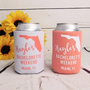 Florida Bachelorette Party Cozies, Custom Beer Coolers for Bachelorette, Custom Bachelorette Party Gifts, Custom, St Augustine, Palm Beach