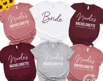 Personalisiertes Brautjungfer & Braut Shirt, Junggesellinnenabschied Shirt Set Peach 3001 Bella+Canvas