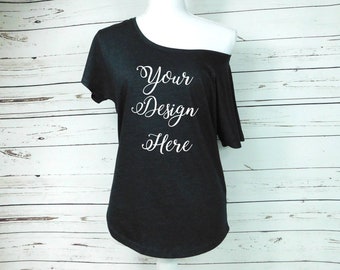 Off the Shoulder Bridesmaid Shirts Custom Getting Ready Shirts for Bridesmaids, Bachelorette Party 6760, Loose Slouchy Plus Size Shirt Set