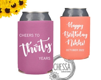 30th Birthday, Cheap Birthday Gift, Small Girls Birthday Gift, Birthday Cozie, Cheers to Years, Custom Birt