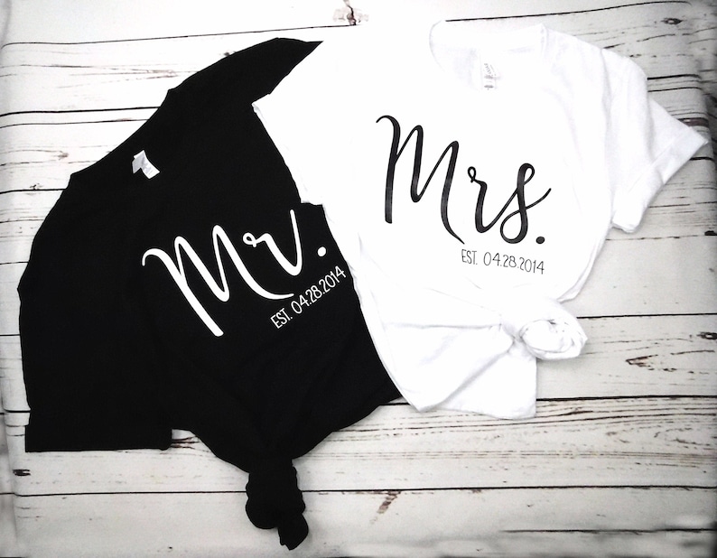 Personalized Newlywed Gift Husband and Wife Shirts Mr and Etsy