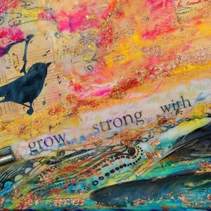 Grow Strong With Me/ArtCard/GiftCard/NoteCard/RelationshipCard/FriendshipCard/Encaustic/Mixed Media Card image 2