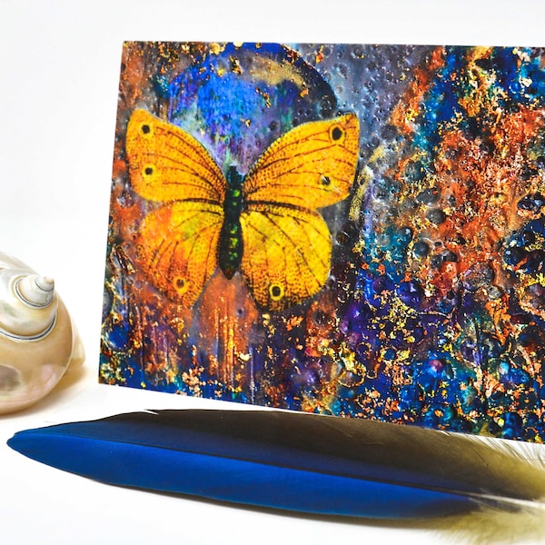 Messenger/Note Card/Greeting Card/GiftCard/Thinking of You Card/All Occasion Card/Spiritual/Butterfly Card- Encaustic/Mixed Media Art Card