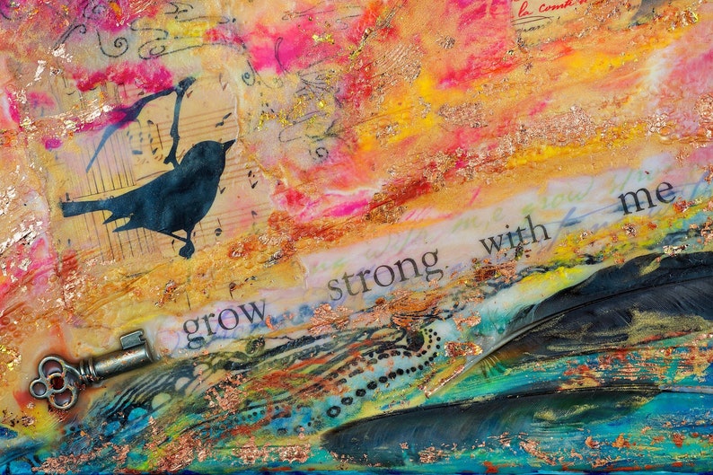 Grow Strong With Me/ArtCard/GiftCard/NoteCard/RelationshipCard/FriendshipCard/Encaustic/Mixed Media Card image 2