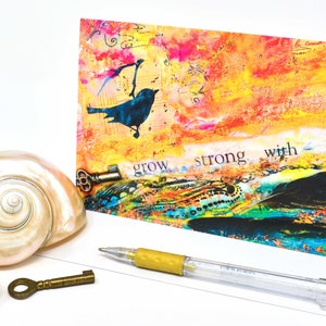 Grow Strong With Me/ArtCard/GiftCard/NoteCard/RelationshipCard/FriendshipCard/Encaustic/Mixed Media Card image 1