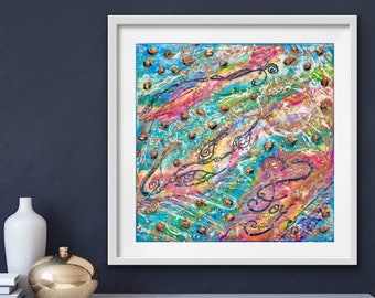 Tides of Joy/Art Print/Encaustic & Mixed Media Giclee Archival Print/ Original/Signed by Artist/Limited Edition Print/Joy/Joyful/Wall Art