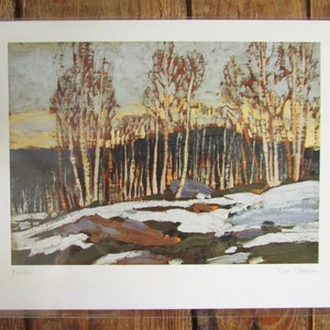 Art card &quot;BIRCHES&quot; by Tom Thomson  6&quot;x9&quot; blank card on recycled paper with envelope  Made in Canada