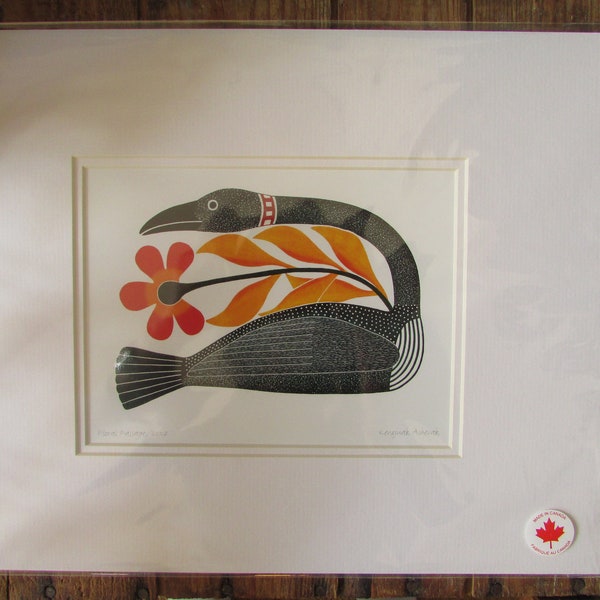 FLORAL PASSAGE mattierter Loon Kunstdruck von Inuit Künstler Kenojuak Ashevak 11 "x 14" Made in Canada