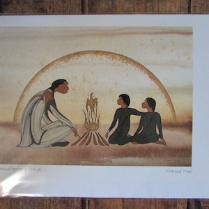 Nueva tarjeta artística "HISTORIAS DEL ABUELO" de la artista sioux Maxine Noel, 15 x 23 cm, con sobre. Interior en blanco (n.° 371).