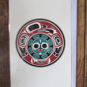NEUE Danny Dennis Tsimshain Native Künstler "RAVENS MOON" Kunstkarte und Umschlag 15 x 23 cm, gedruckt in Kanada (#POD3034)