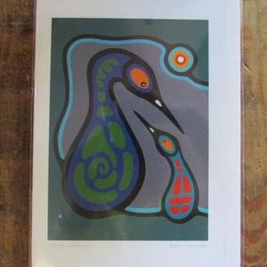 Nouvelle carte artistique « ENSEIGNEMENT EN FAMILLE II » de l'artiste ojibway Bruce Morrisseau 15 x 20 cm, vierge à l'intérieur avec enveloppe Fabriqué au Canada
