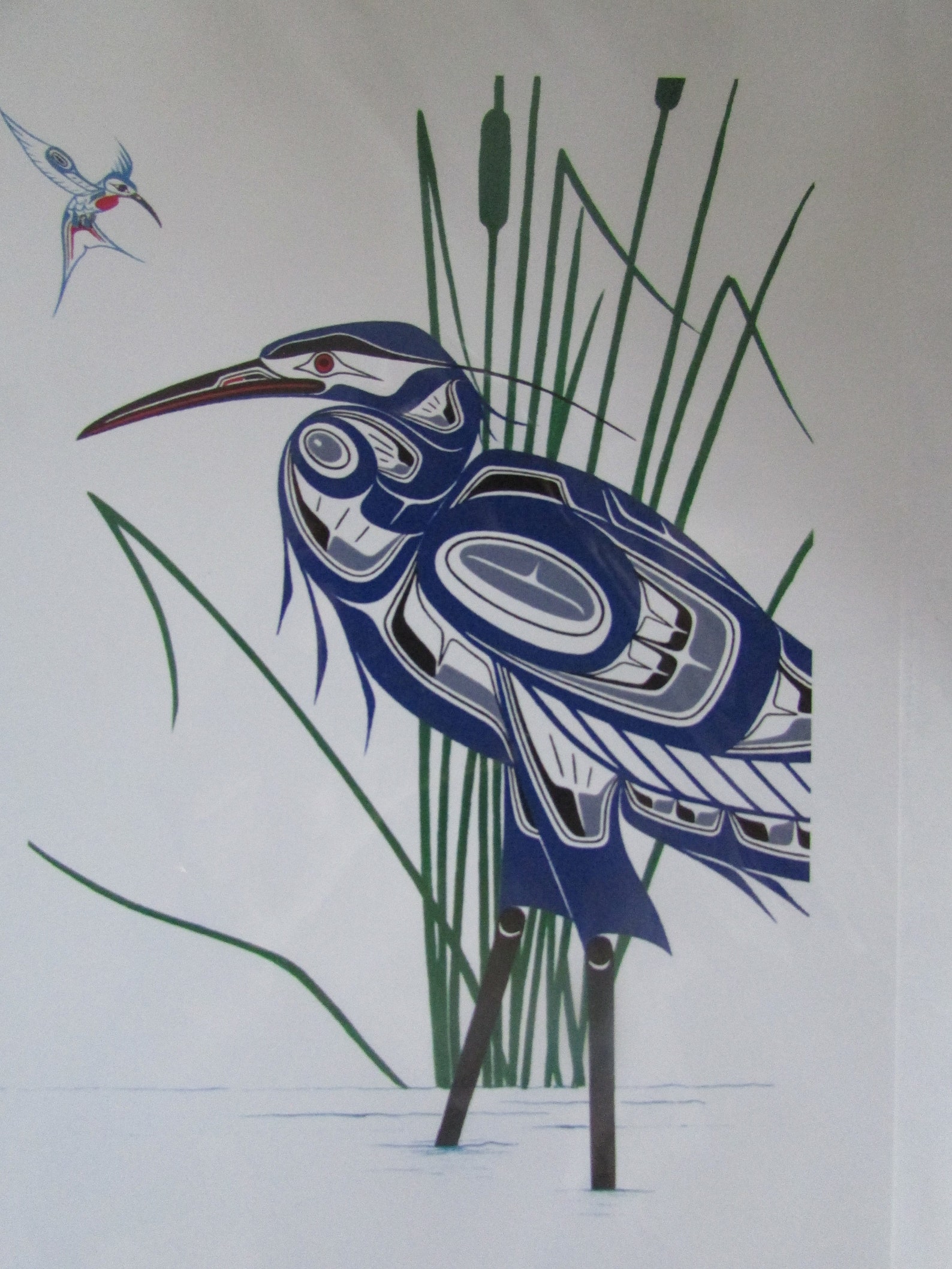 New HUMMINGBIRD BLUE HERON Art Card By Northern Etsy