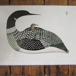 New "CRADLED LOONS, 2009" art card by Inuit artist Ningeokuluk Teevee 6"x9" blank inside w/envelope (1266) Made in Canada