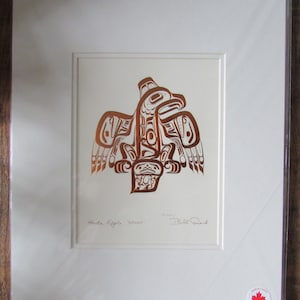 Embossed Copper art print "HAIDA EAGLE - GHUUT"  by Haida artist Bill Reid  11" x 14" Matted