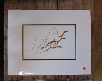 Matted art print "SPRING FLIGHT" by artist Benjamin Chee Chee  11"x14"   Made in Canada