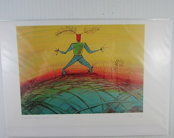 NEW "Shaman Dancing at Sunset" art card by First Nations artist Alan Syliboy 6x9" blank inside w/envelope (#713) Made in Canada