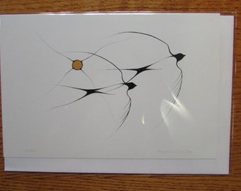 New "SWALLOWS" Art card by Woodland artist Benjamin Chee Chee  6" x 9"  Blank inside, comes with envelope