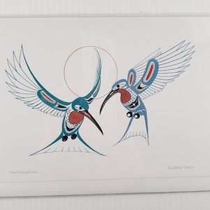 New "HUMMINGBIRDS" art card by Northern Tuchone artist Richard Shorty  6" x 9" with envelope - blank inside