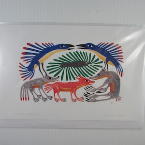 "Neue "SIX-PART HARMONY" Kunstkarte von Inuit-Künstler Kenojuak Ashevak, innen blanko, 15 x 23 cm (#1011)"
