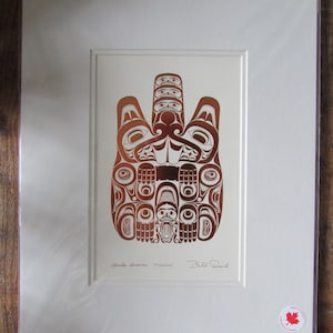 Embossed Copper art print &quot;HAIDA BEAVER - TTSAANG&quot;  by Haida artist Bill Reid  11&quot; x 14&quot; Matted