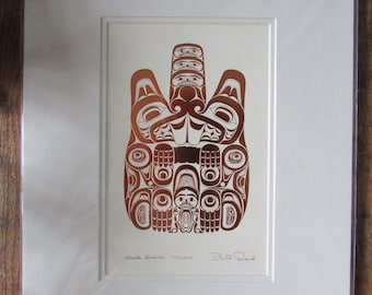 Embossed Copper art print "HAIDA BEAVER - TTSAANG"  by Haida artist Bill Reid  11" x 14" Matted