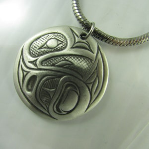 TSIMSHIAN RAVEN Necklace designed by Alex Helin - Pewter - 1&quot; Icon - 20&quot; Chain   Made in Canada