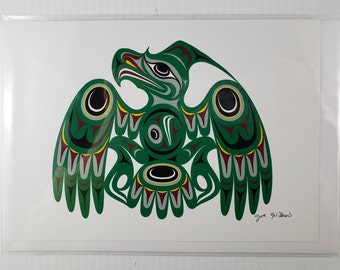 Inheemse kunstenaar Joe Wilson-kunstkaart met envelop "EAGLE" 6" x 9" blanco binnenkant Made in Canada